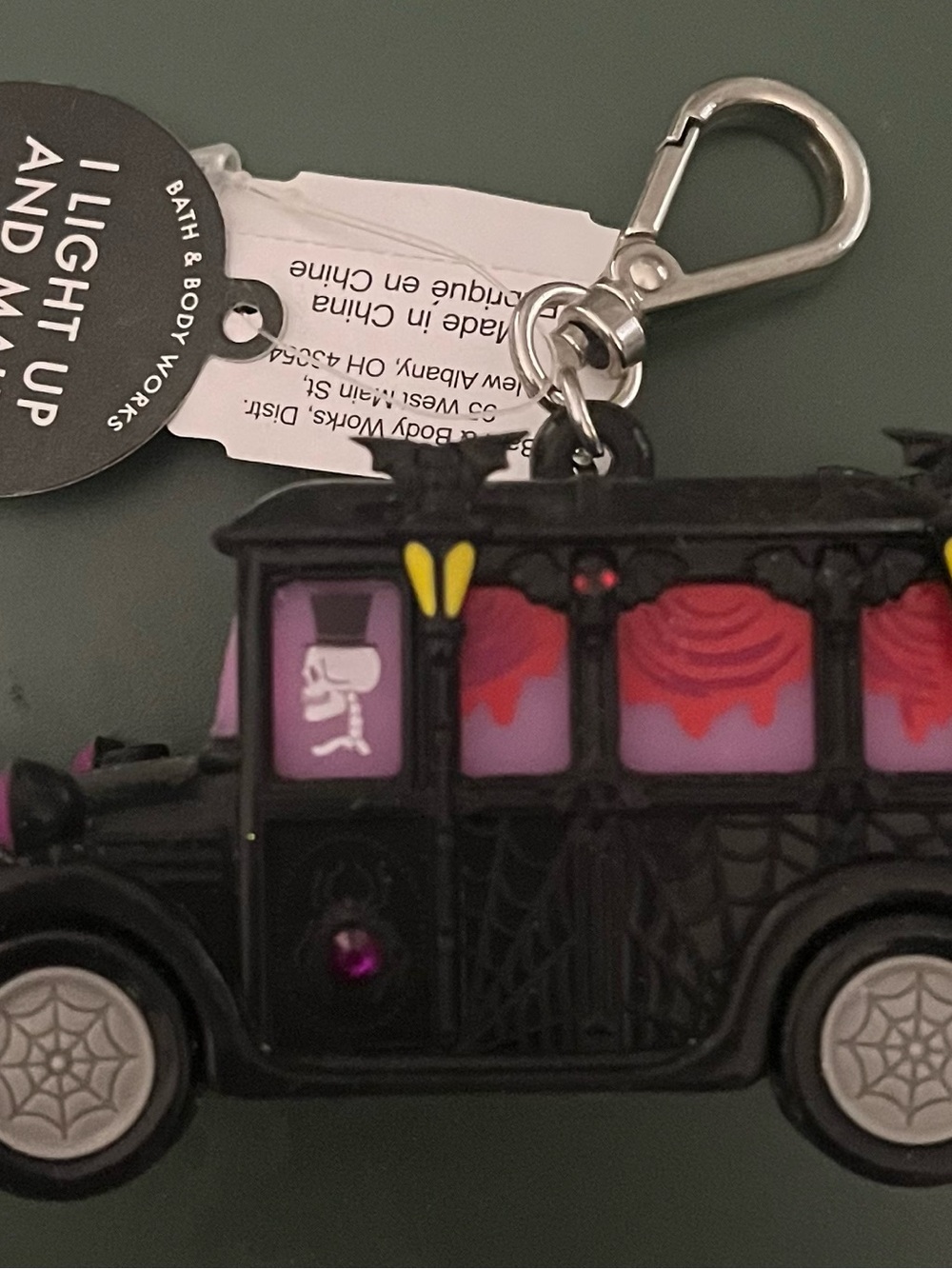 Bath & Body Works Black Halloween Hearse Keychain/Pocketbac with Hand Sanitizer